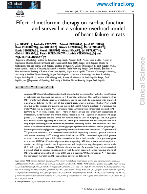 (PDF) Effect of metformin therapy on cardiac function and survival in a ...
