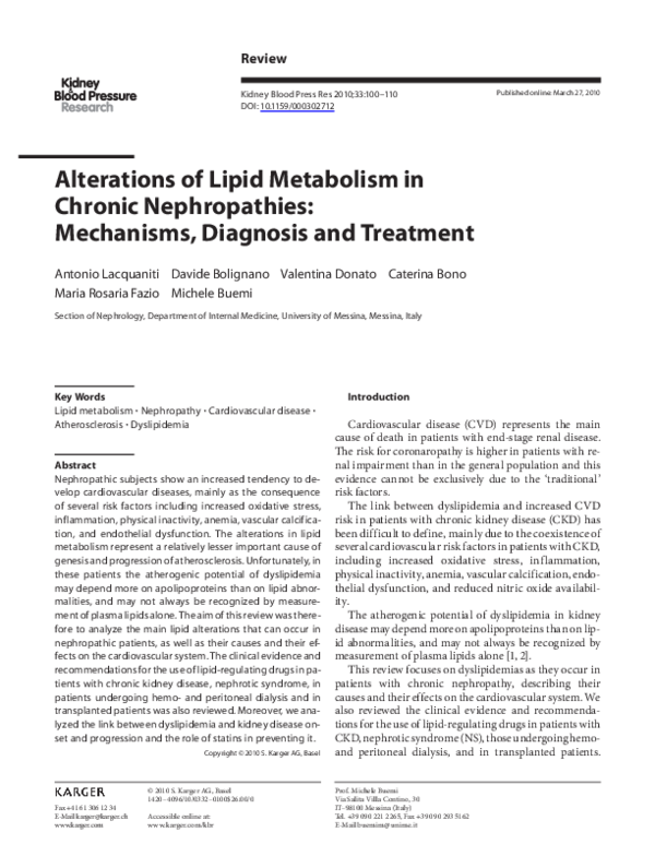 (PDF) Alterations of Lipid Metabolism in Chronic Nephropathies ...