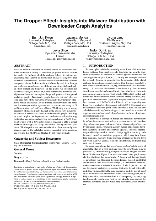 (PDF) The Dropper Effect Insights into Malware Distribution with