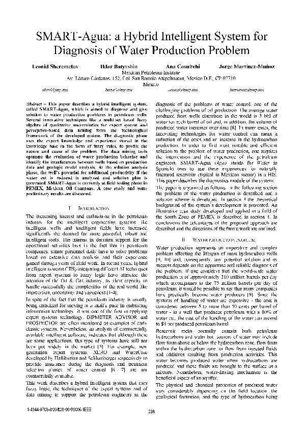 (PDF) SMART-Agua: a Hybrid Intelligent System for Diagnosis of Water ...