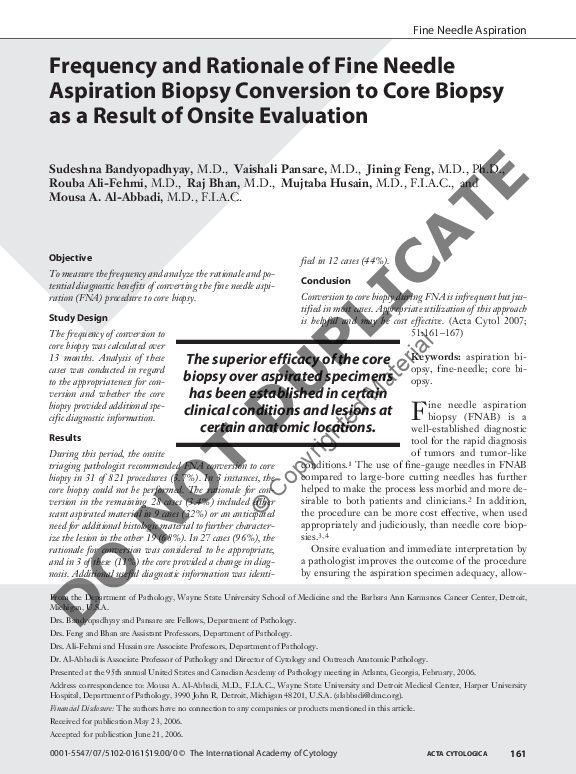 (PDF) Frequency and Rationale of Fine Needle Aspiration Biopsy ...