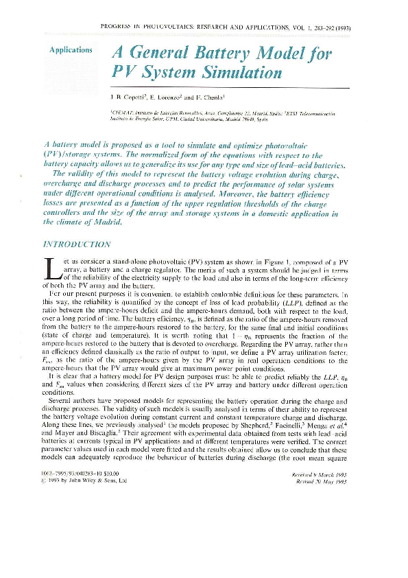 (PDF) A general battery model for PV system simulation
