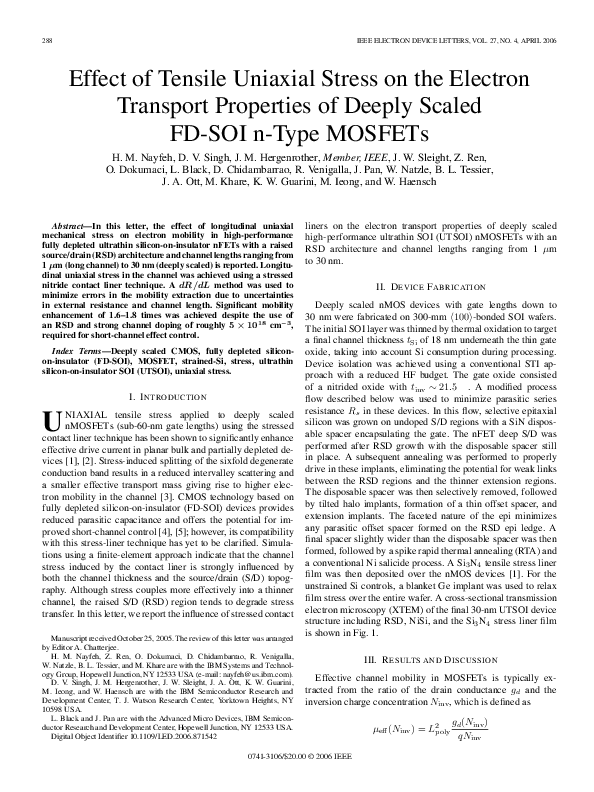 (PDF) Effect of tensile uniaxial stress on the electron transport ...