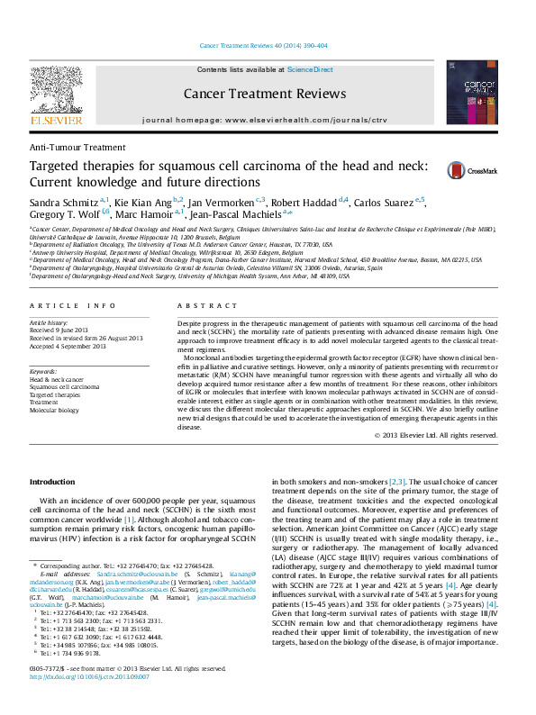 (PDF) Targeted therapies for squamous cell carcinoma of the head and ...