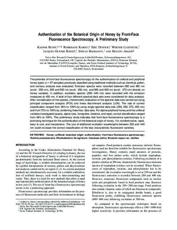 (PDF) Authentication of the Botanical Origin of Honey by Front-Face ...