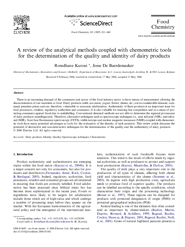 (PDF) A review of the analytical methods coupled with chemometric tools ...