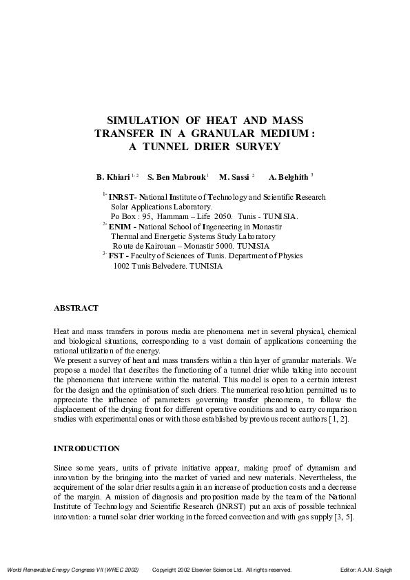 (PDF) Simulation of heat and mass transfer in a granular medium – A ...