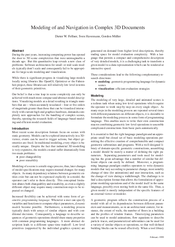 (PDF) Modeling of and navigation in complex 3D documents