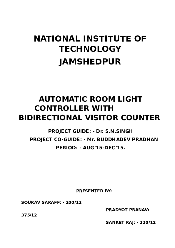 (DOC) AUTOMATIC ROOM LIGHT CONTROLLER WITH BIDIRECTIONAL VISITOR COUNTER