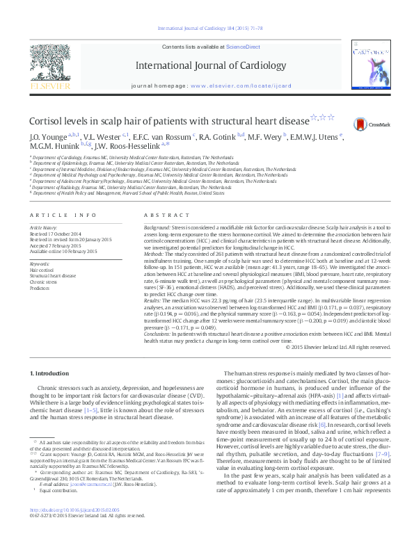 (PDF) Cortisol levels in scalp hair of patients with structural heart ...