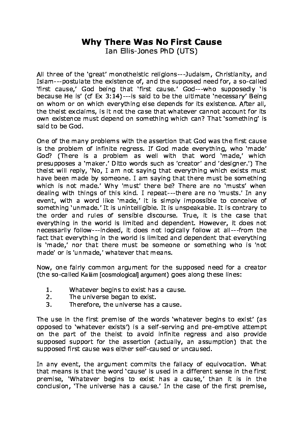 (PDF) Why There Was No First Cause