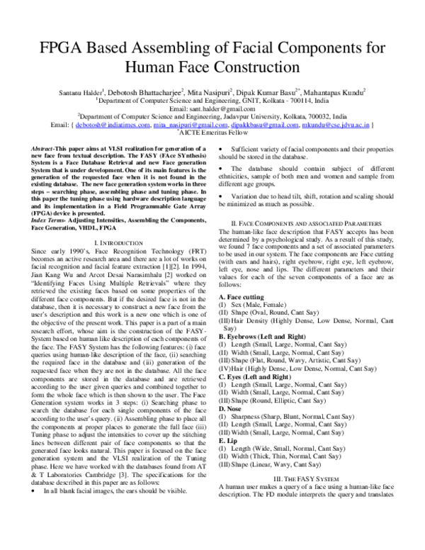 (PDF) FPGA Based Assembling of Facial Components for Human Face ...