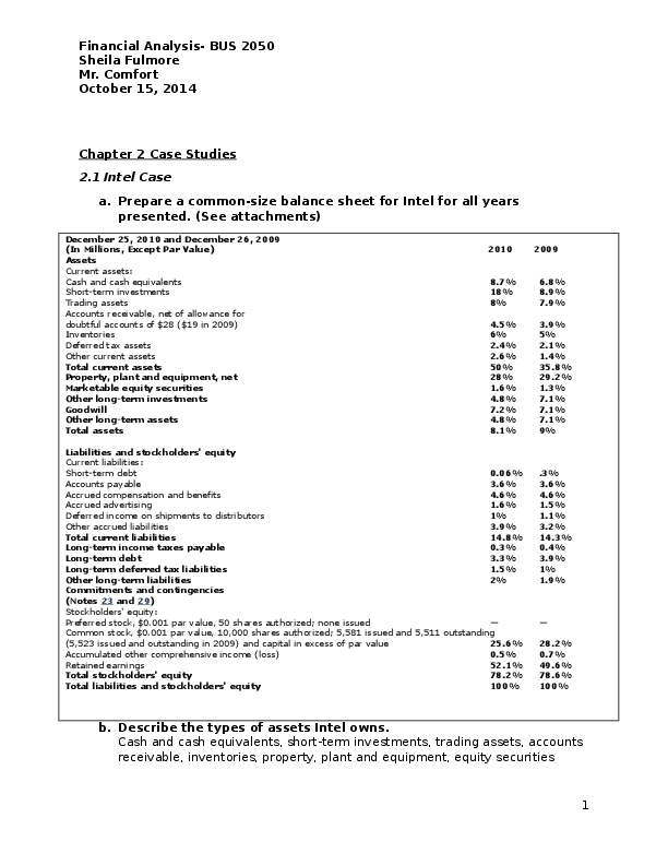 (DOC) Financial Analysis Chapter2 Case Studies