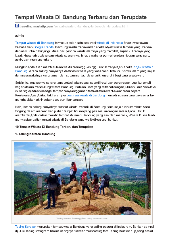 Pdf Tempat Wisata Di Bandung Terbaru Dan Terupdate Mas Latip Academia Edu