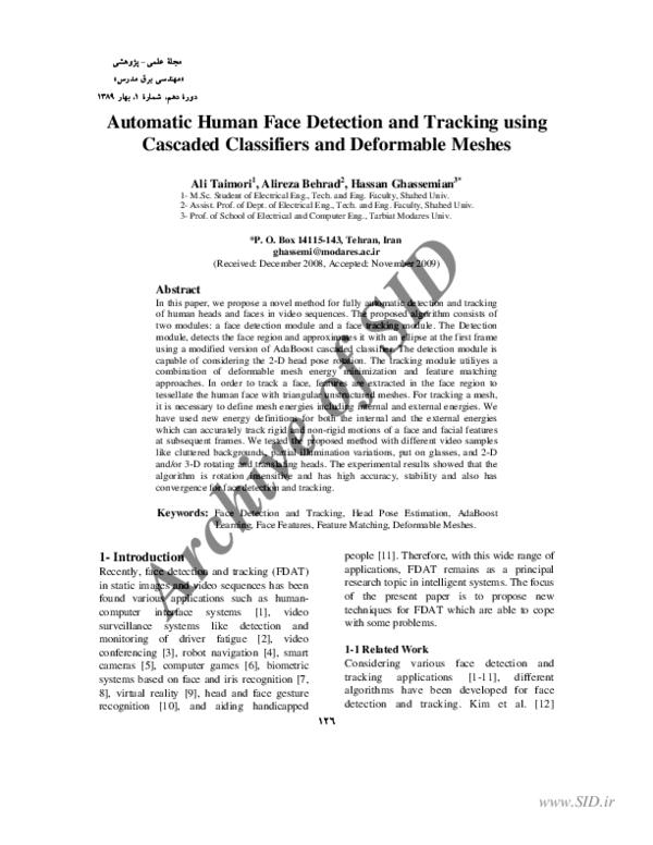 (PDF) Automatic Human Face Detection and Tracking using Cascaded ...