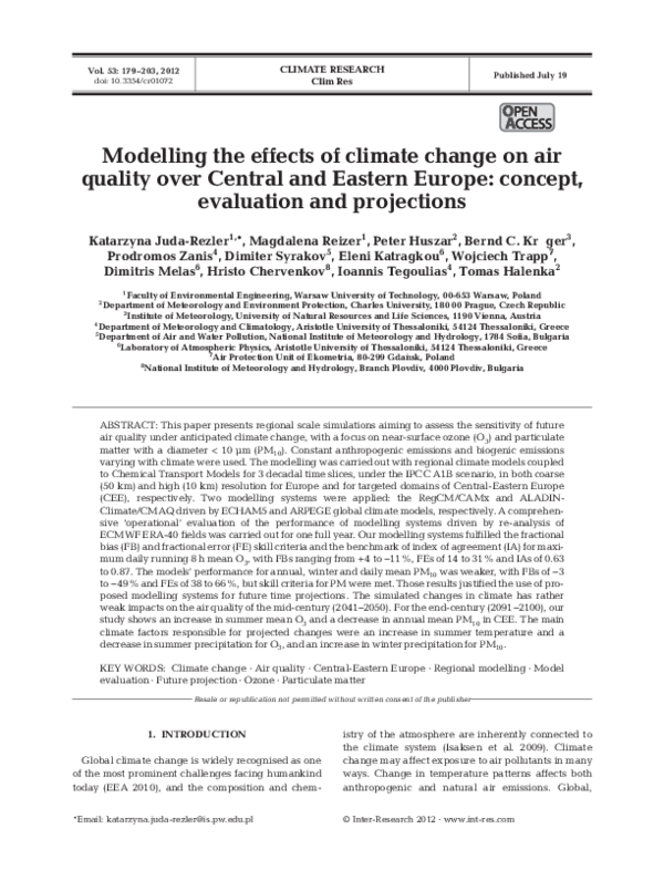 (PDF) Modelling the effects of climate change on air quality over ...