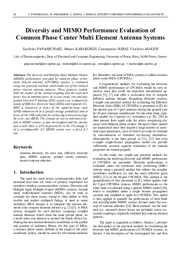 (PDF) Diversity and MIMO performance evaluation of compact multi ...