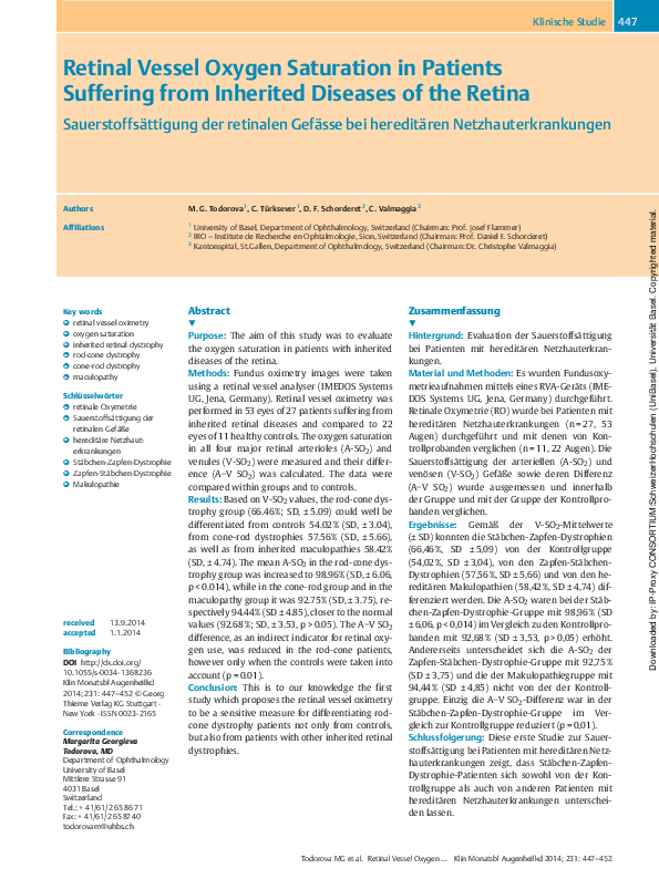(PDF) Retinal Vessel Oxygen Saturation in Patients Suffering from ...