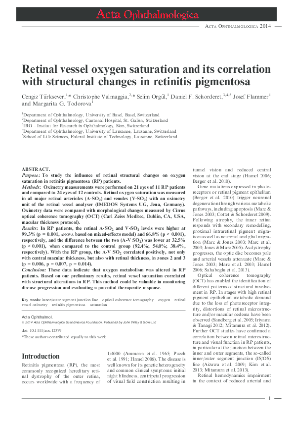 (PDF) Retinal vessel oxygen saturation and its correlation with ...