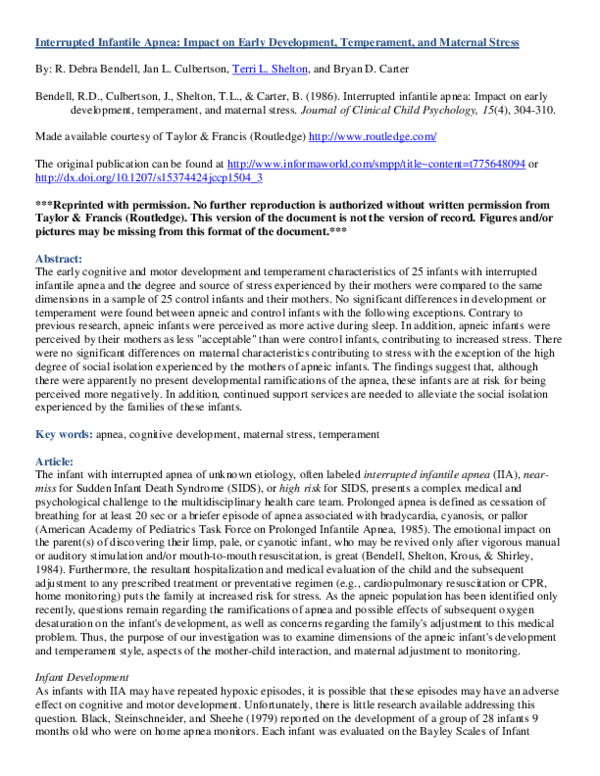 (PDF) Interrupted Infantile Apnea: Impact on Early Development ...