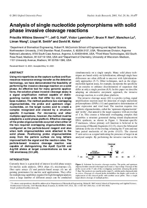 (PDF) Analysis of single nucleotide polymorphisms with solid phase ...