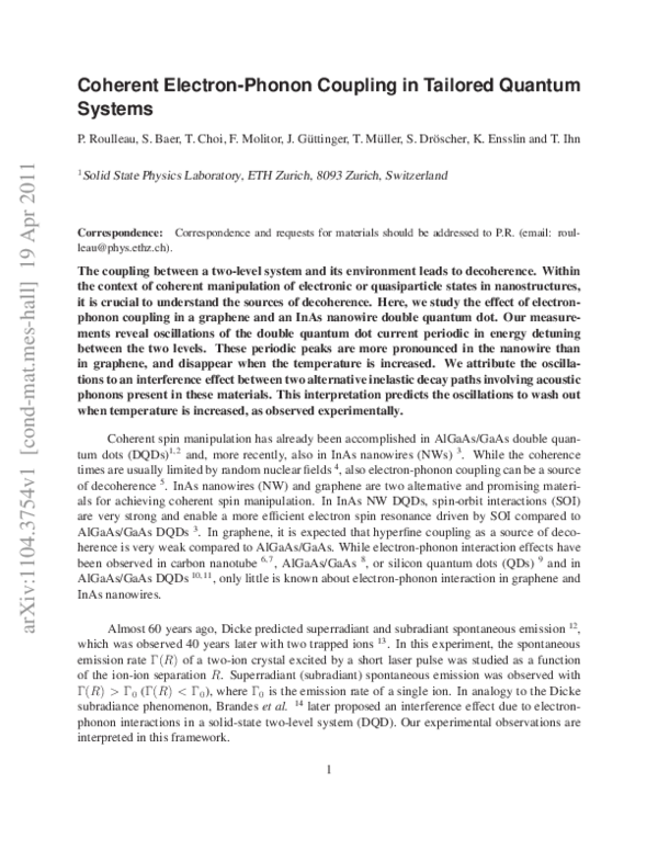 (PDF) Coherent electron–phonon coupling in tailored quantum systems