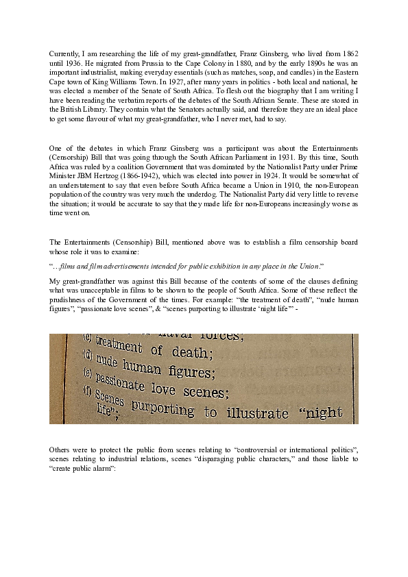 (DOC) FILM CENSORSHIP IN SOUTH AFRICA