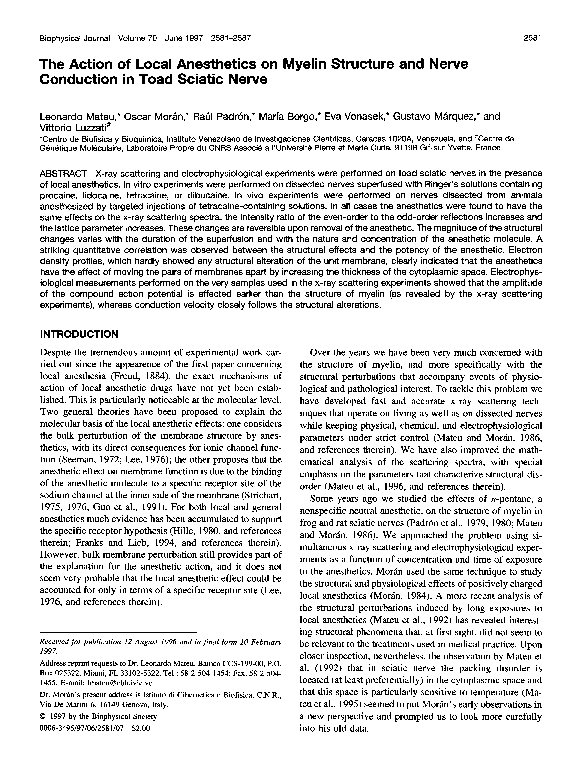 (PDF) The action of local anesthetics on myelin structure and nerve ...
