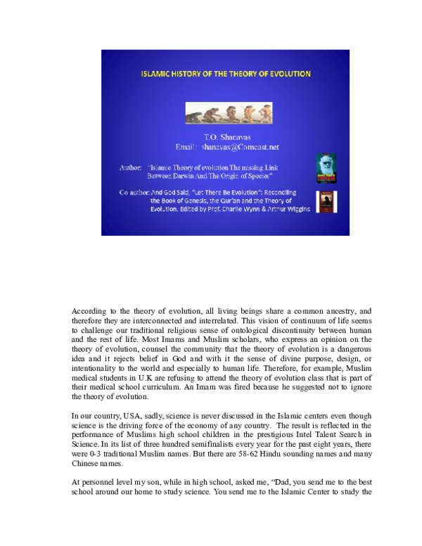 (DOC) Islamic History of the Theory of Evolution
