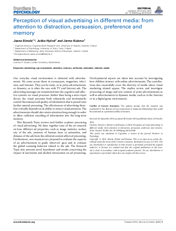 (PDF) Perception of visual advertising in different media: from ...