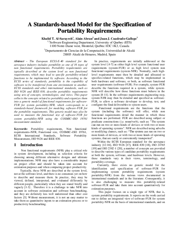 (PDF) A Standards-based Model for the Specification of Portability ...