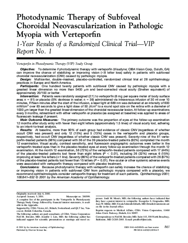 (PDF) Photodynamic therapy of subfoveal choroidal neovascularization in ...