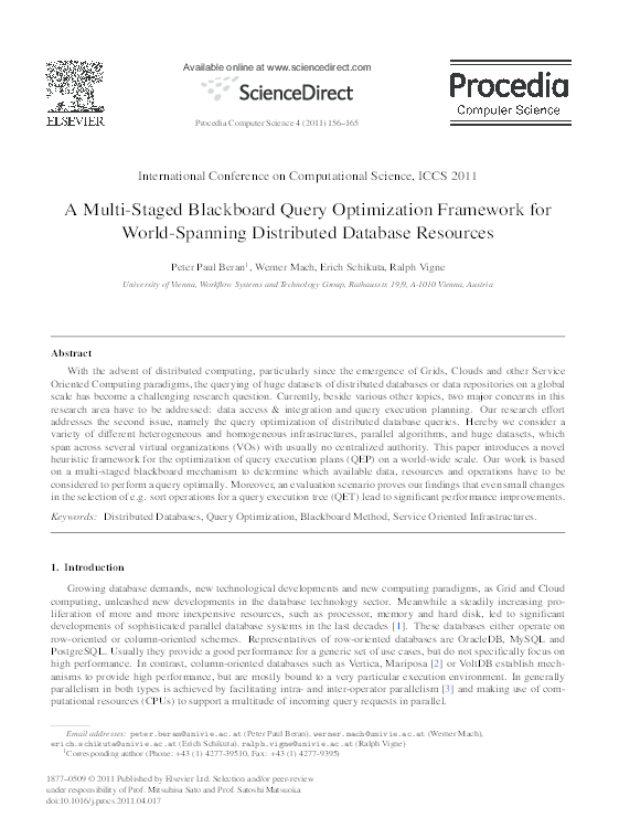 (PDF) A Multi-Staged Blackboard Query Optimization Framework for World ...