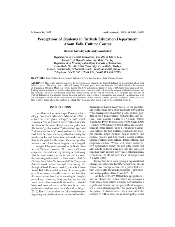 (PDF) Perceptions of Students in Turkish Education Department About ...