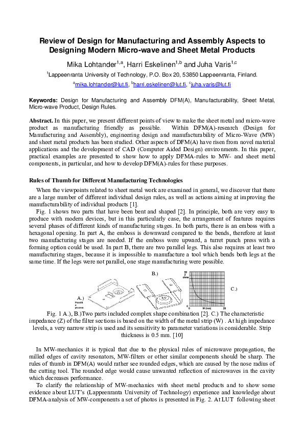(PDF) Review of Design for Manufacturing and Assembly Aspects to ...
