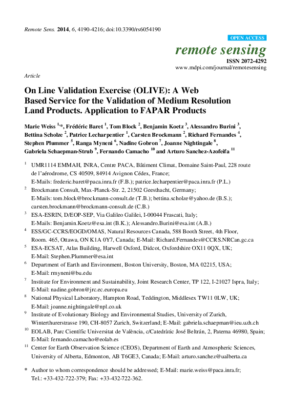 (PDF) On Line Validation Exercise (OLIVE): A Web Based Service for the ...