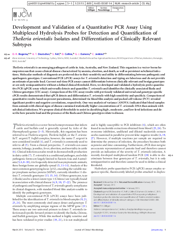 (PDF) Development and Validation of a Quantitative PCR Assay Using ...