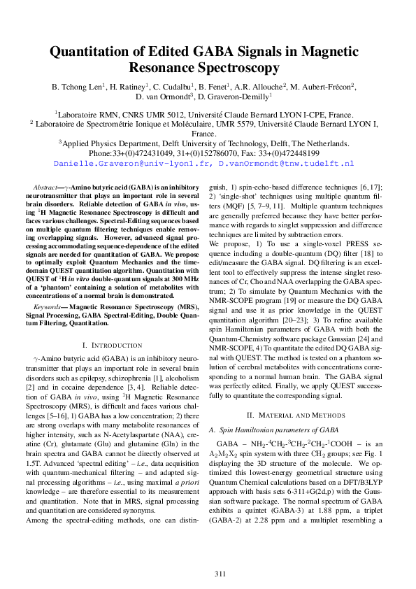 (PDF) Quantitation of edited GABA signals in magnetic resonance ...