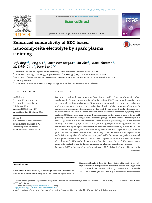 (PDF) Enhanced conductivity of SDC based nanocomposite electrolyte by ...