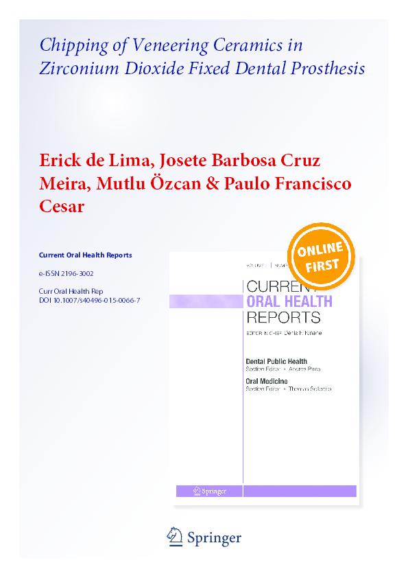 (PDF) Chipping of Veneering Ceramics in Zirconium Dioxide Fixed Dental ...
