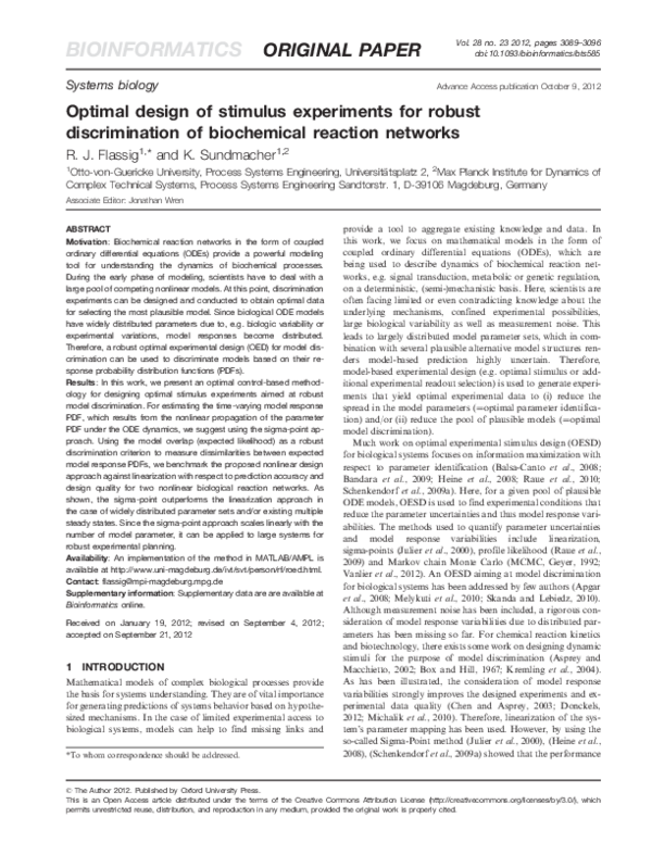 (PDF) Optimal design of stimulus experiments for robust discrimination ...