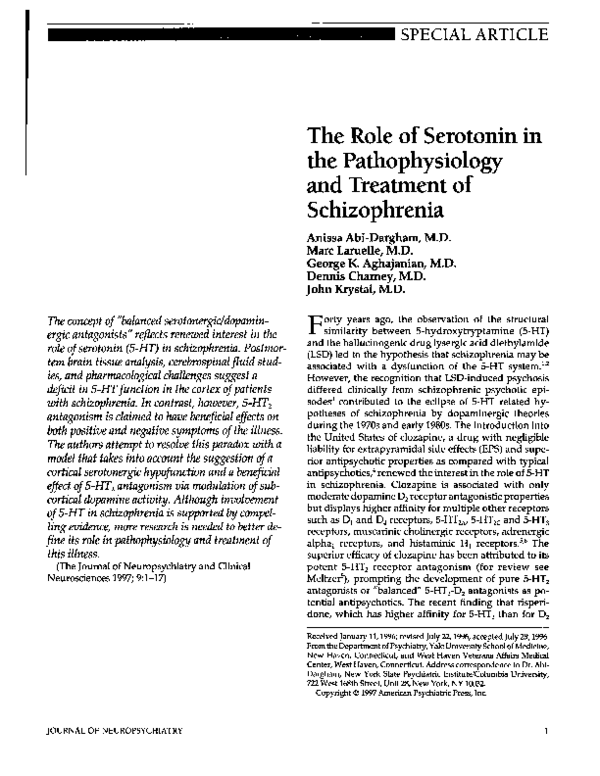 (PDF) The role of serotonin in the pathophysiology & treatment of ...