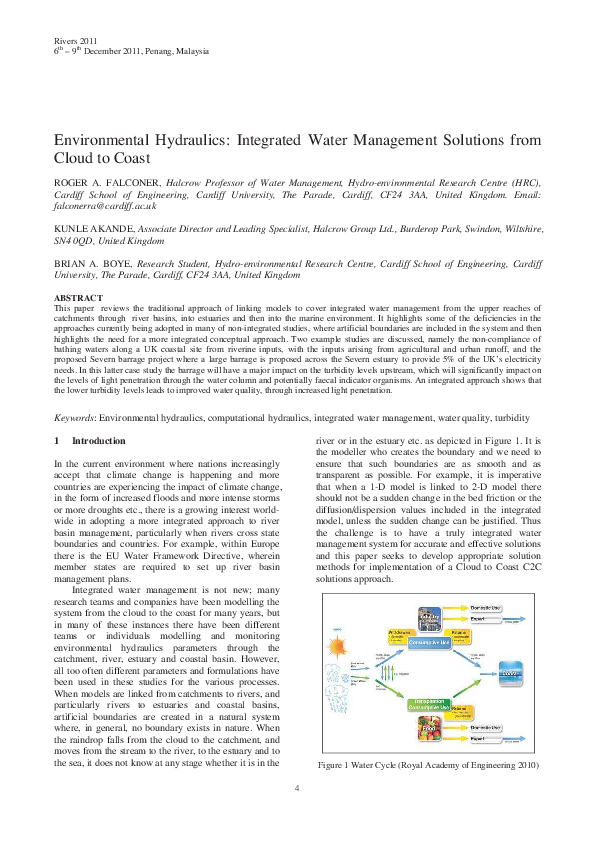(PDF) Environmental hydraulics: integrated water management solutions ...