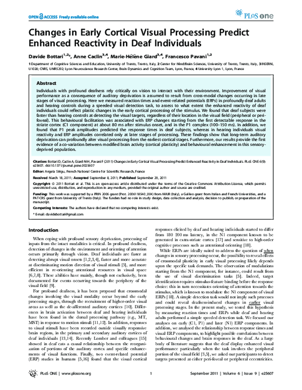 (PDF) Changes in Early Cortical Visual Processing Predict Enhanced ...