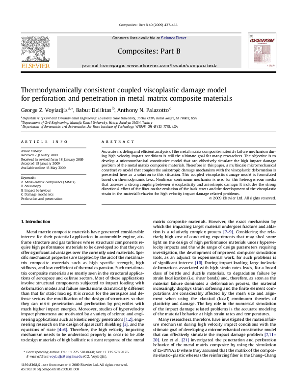 (PDF) Thermodynamically consistent coupled viscoplastic damage model ...
