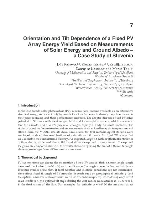 (PDF) Orientation and Tilt Dependence of a Fixed PV Array Energy Yield ...