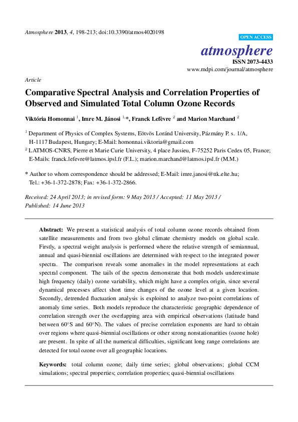 (PDF) Comparative Spectral Analysis and Correlation Properties of ...