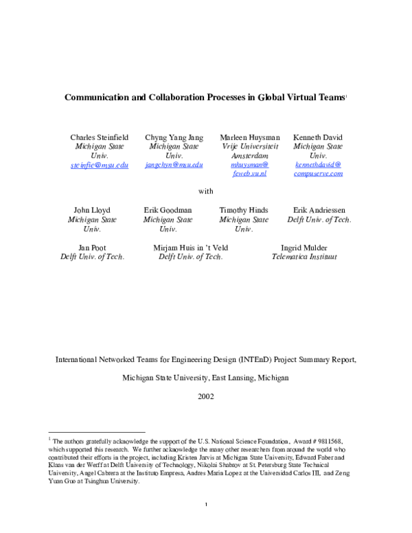 (PDF) Communication and collaboration processes in global virtual teams