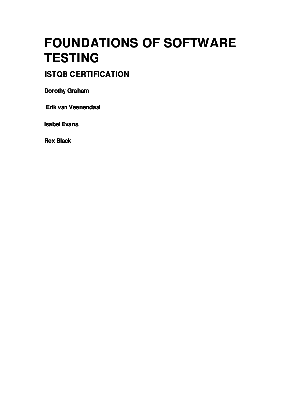 (PDF) Foundations of Software Testing