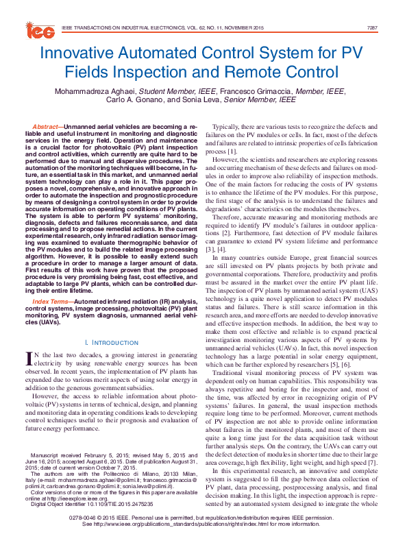 (PDF) Innovative Automated Control System for PV Fields Inspection and